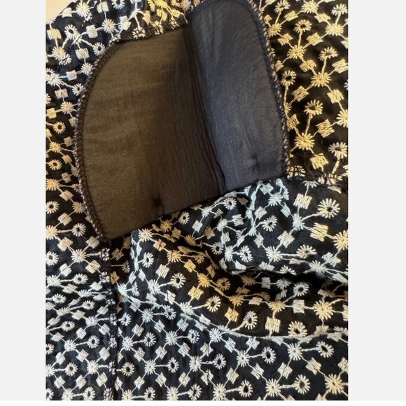 PS MISOOK BLACK+WHITE LIGHTWEIGHT embroidered eyelet JACKET acrylic 3/4 sleeves - Picture 5 of 12